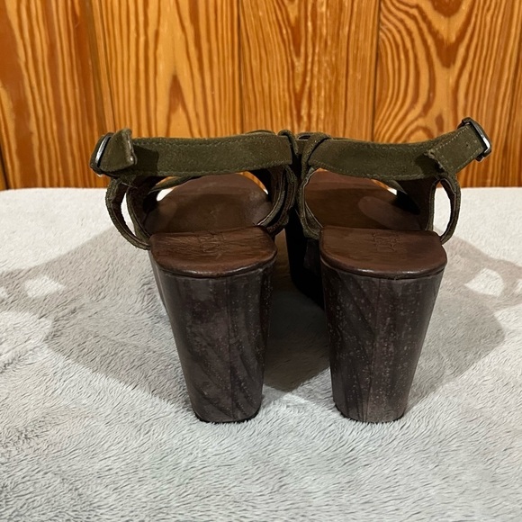Cordani Josie Olive Green Suede Leather Wedge Platform Sandals - Picture 9 of 13